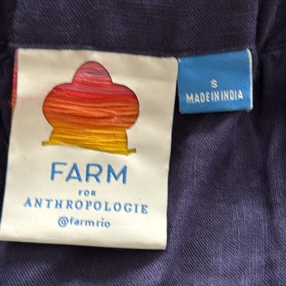 Farm Rio x Anthro Jackie Embroidered Linen Off-Shoulder Pineapple Navy Romper S - Picture 11 of 13